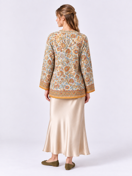 Printed Long-Sleeve Tunic Top