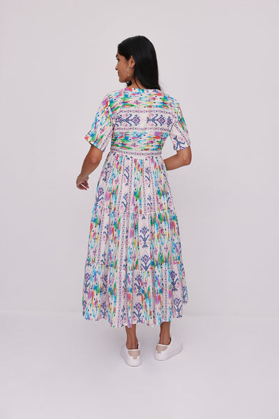 Ikat Printed Dress Multi Color
