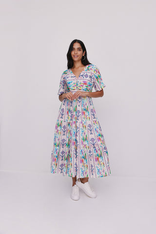 Ikat Printed Dress Multi Color