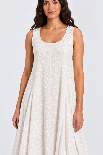 Tiered White Cotton Midi Dress